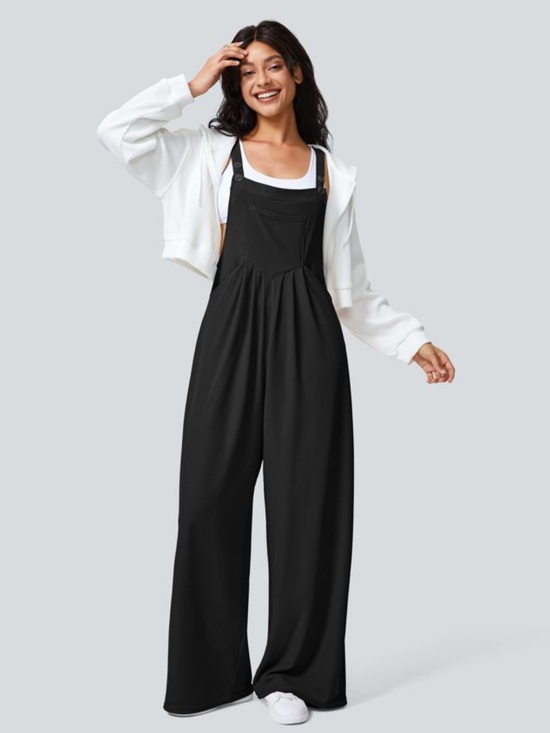 HALARA Pants - Halara NWOT Pockets Waffle Casual Overalls Black Size XS